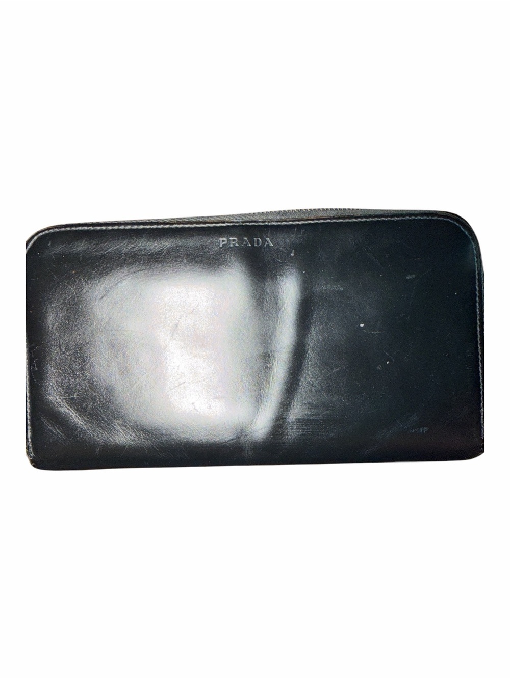 Prada Black Leather Zip-Around Wallet for Men